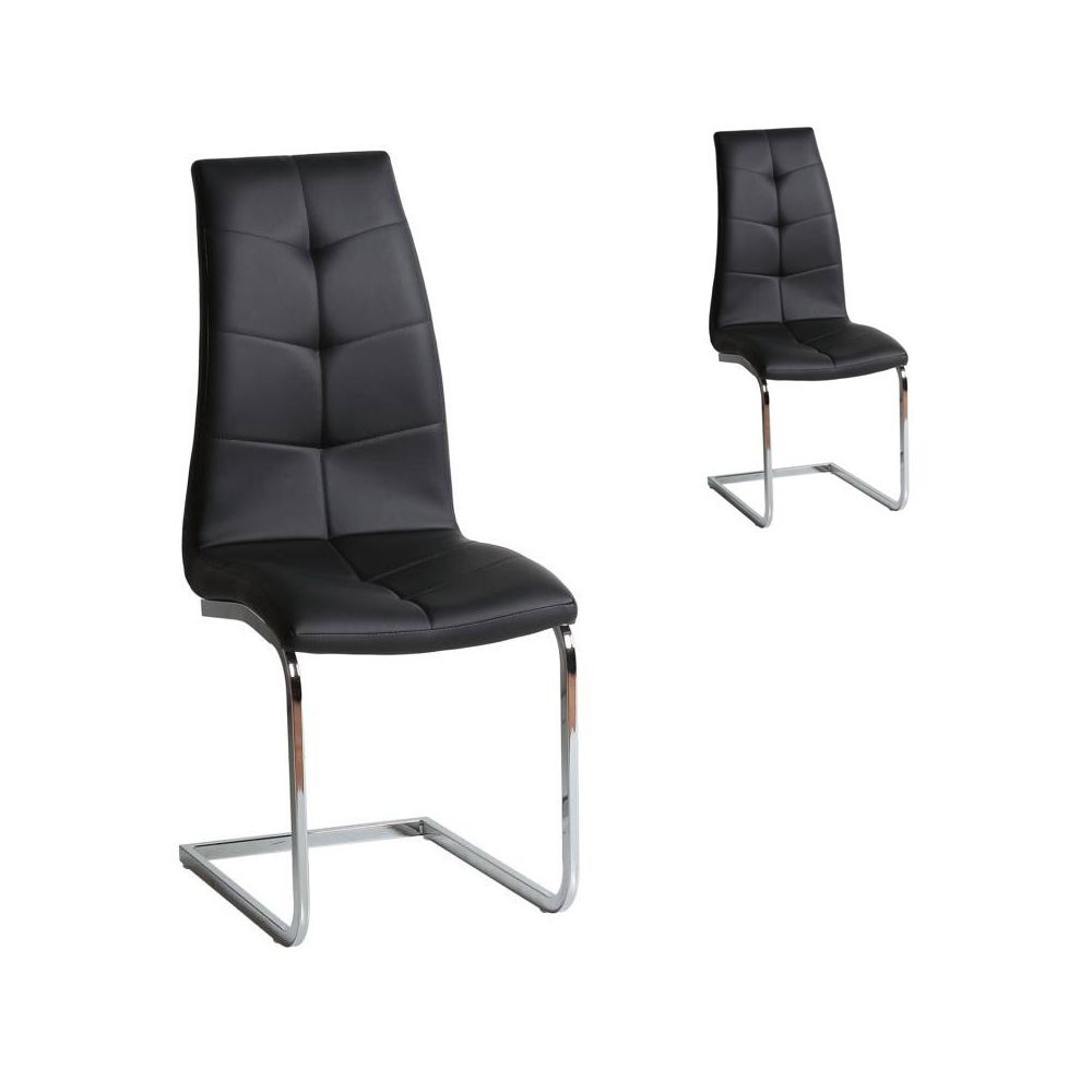 Tousmesmeubles - Duo de chaises Simili cuir Noir - SPARTACUS - Chaises