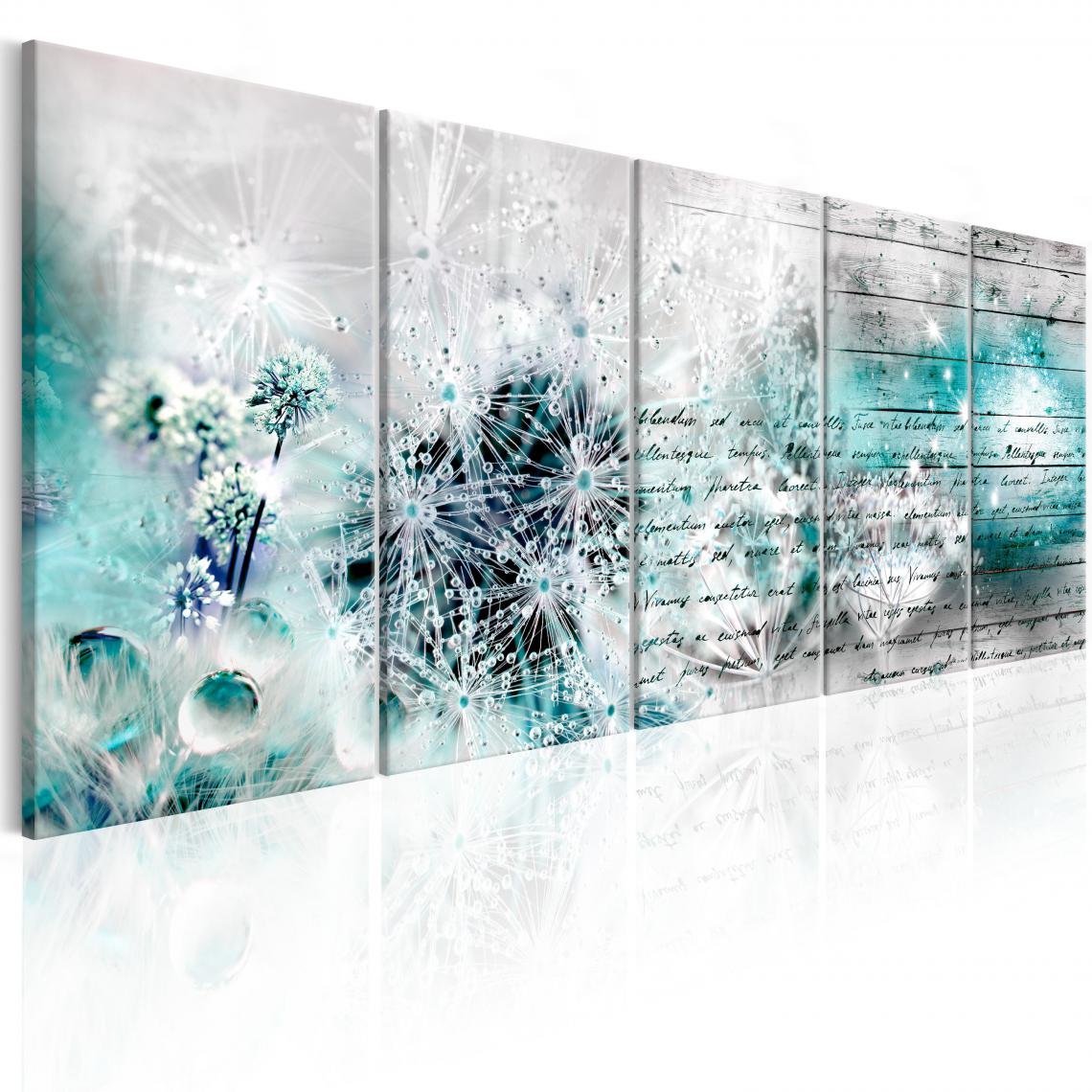 Decoshop26 - Tableau sur toile en 5 panneaux décoration murale image imprimée cadre en bois à suspendre Couvert de glace I 225x90 cm 11_0000922 - Tableaux, peintures