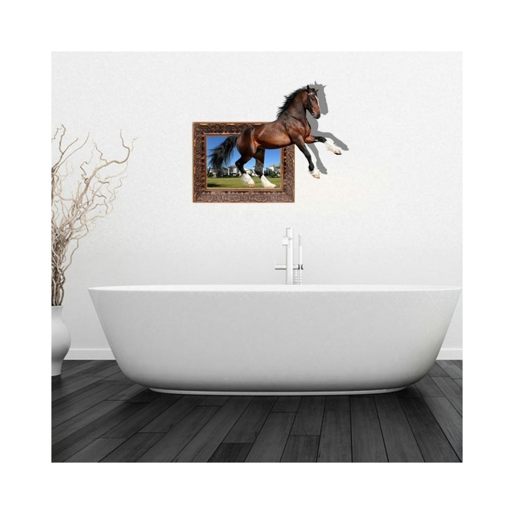 Wewoo - Sticker Mural Autocollants d'art de salle de bain amovible 3D Horse, taille: 73,6 x 58 x 0,3 cm - Stickers