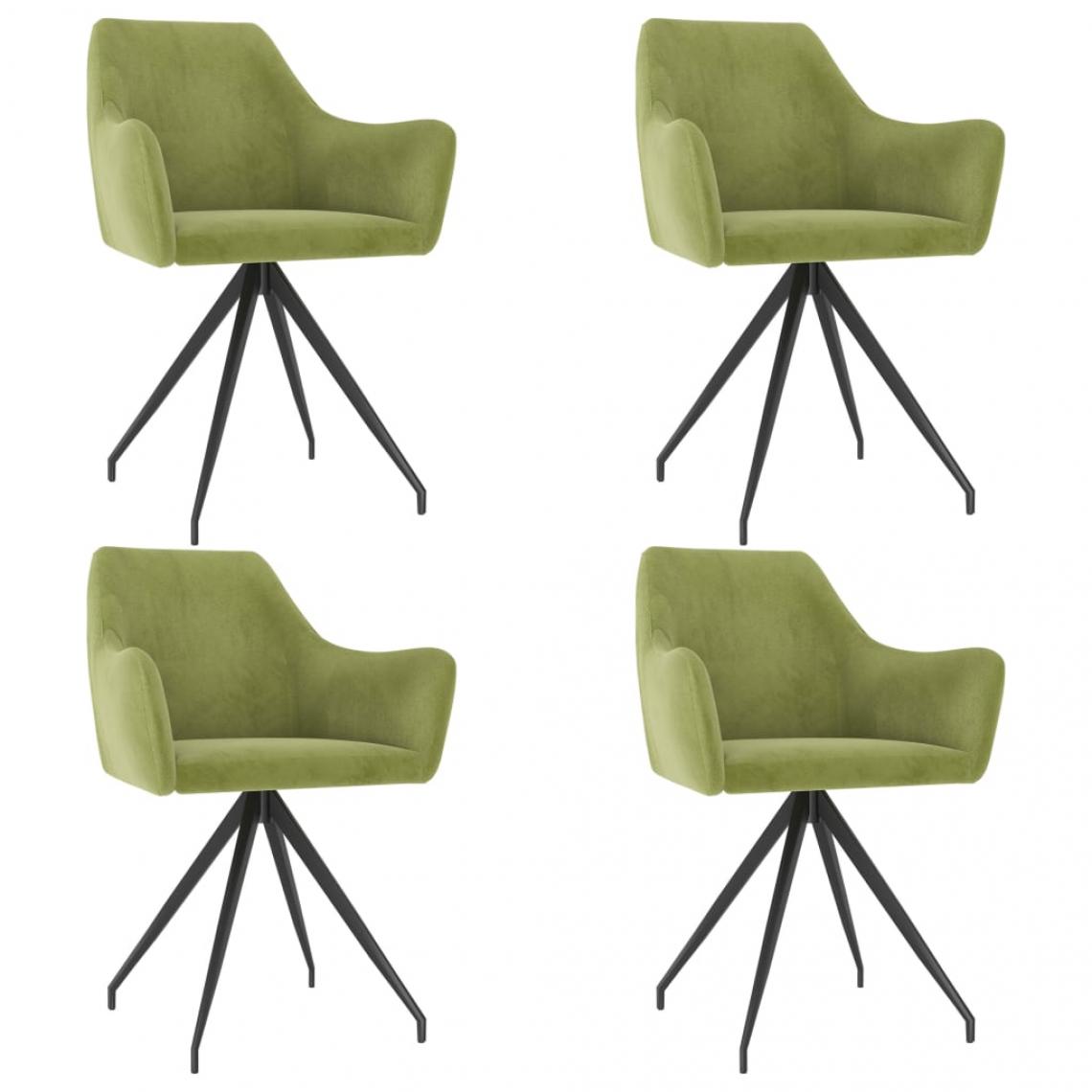Decoshop26 - Lot de 4 chaises de salle à manger cuisine design moderne velours vert clair CDS022017 - Chaises