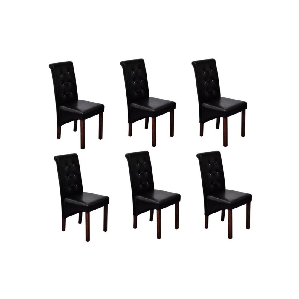 marque generique - Stylé Fauteuils reference Tallinn Chaise en simili cuir antique noir (lot de 6) - Chaises
