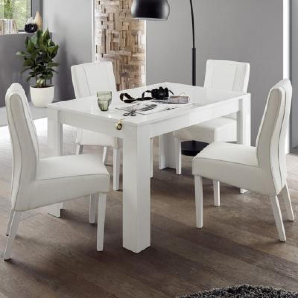 Nouvomeuble - Table 180 cm avec rallonge design blanche VICTOIRE - Tables à manger