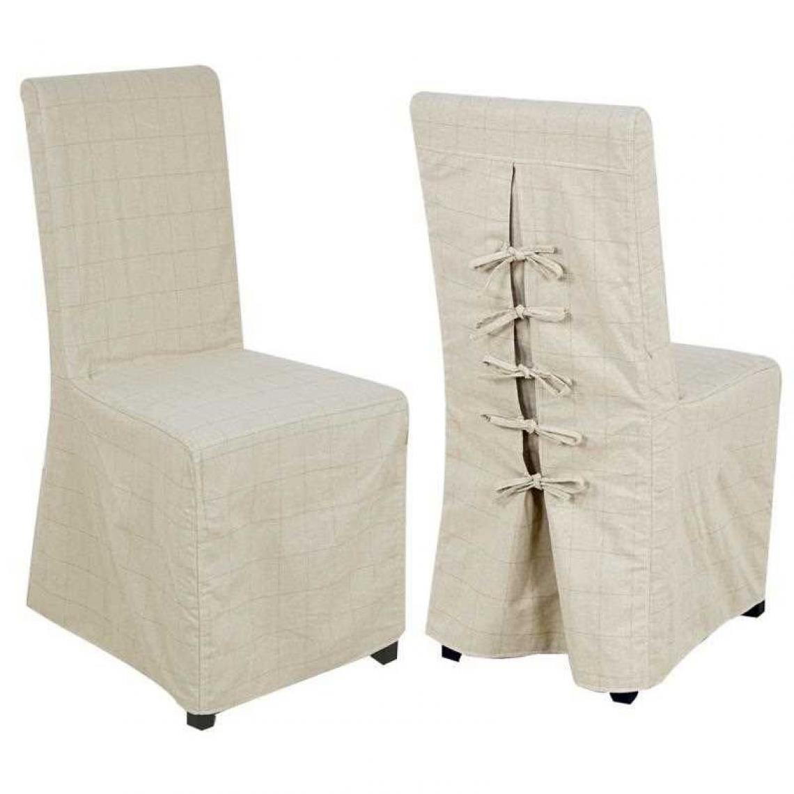 Webmarketpoint - Chaise en tissu beige à mini rayure - Chaises