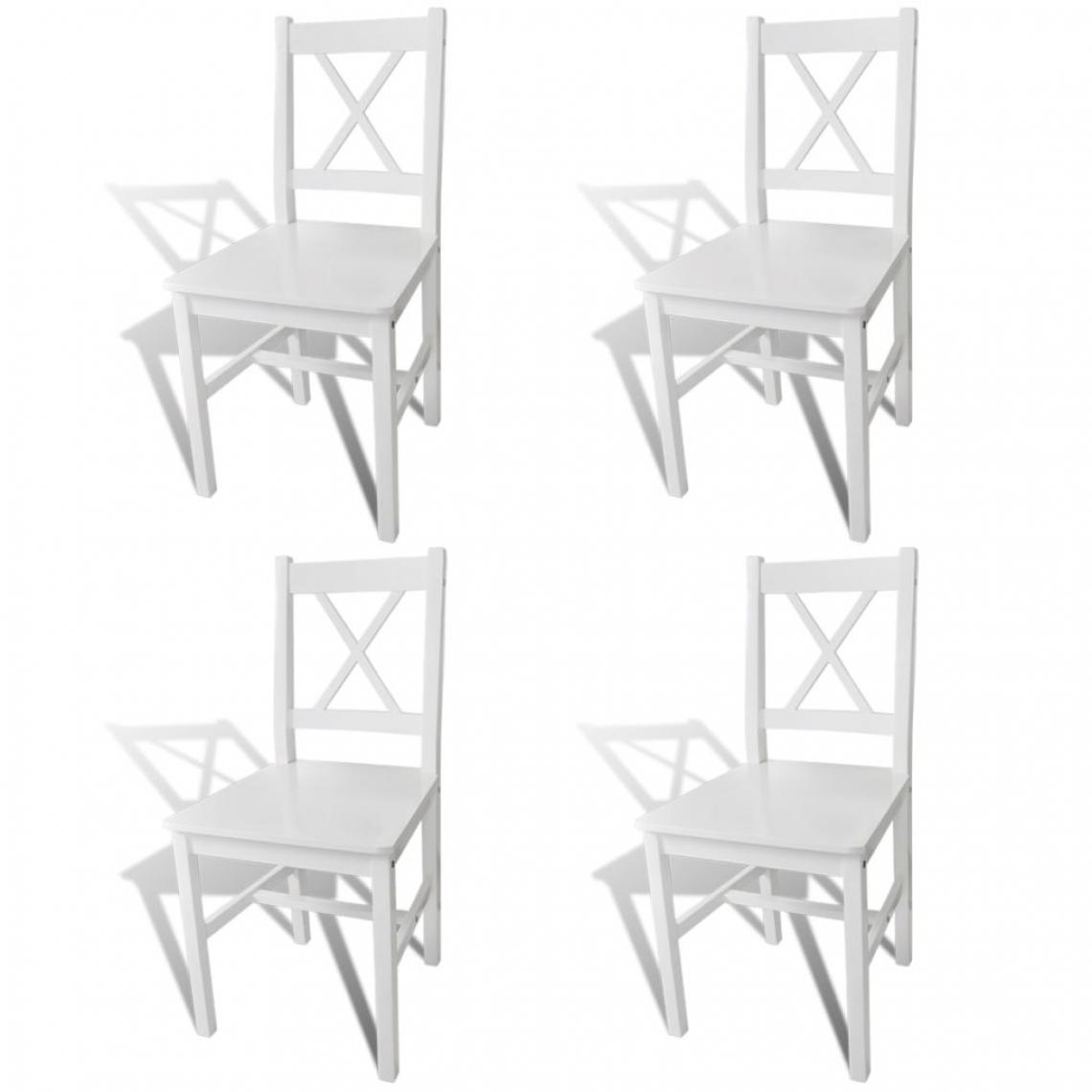 Chunhelife - Chunhelife Chaises de salle à manger 4 pcs Blanc Bois de pin - Chaises