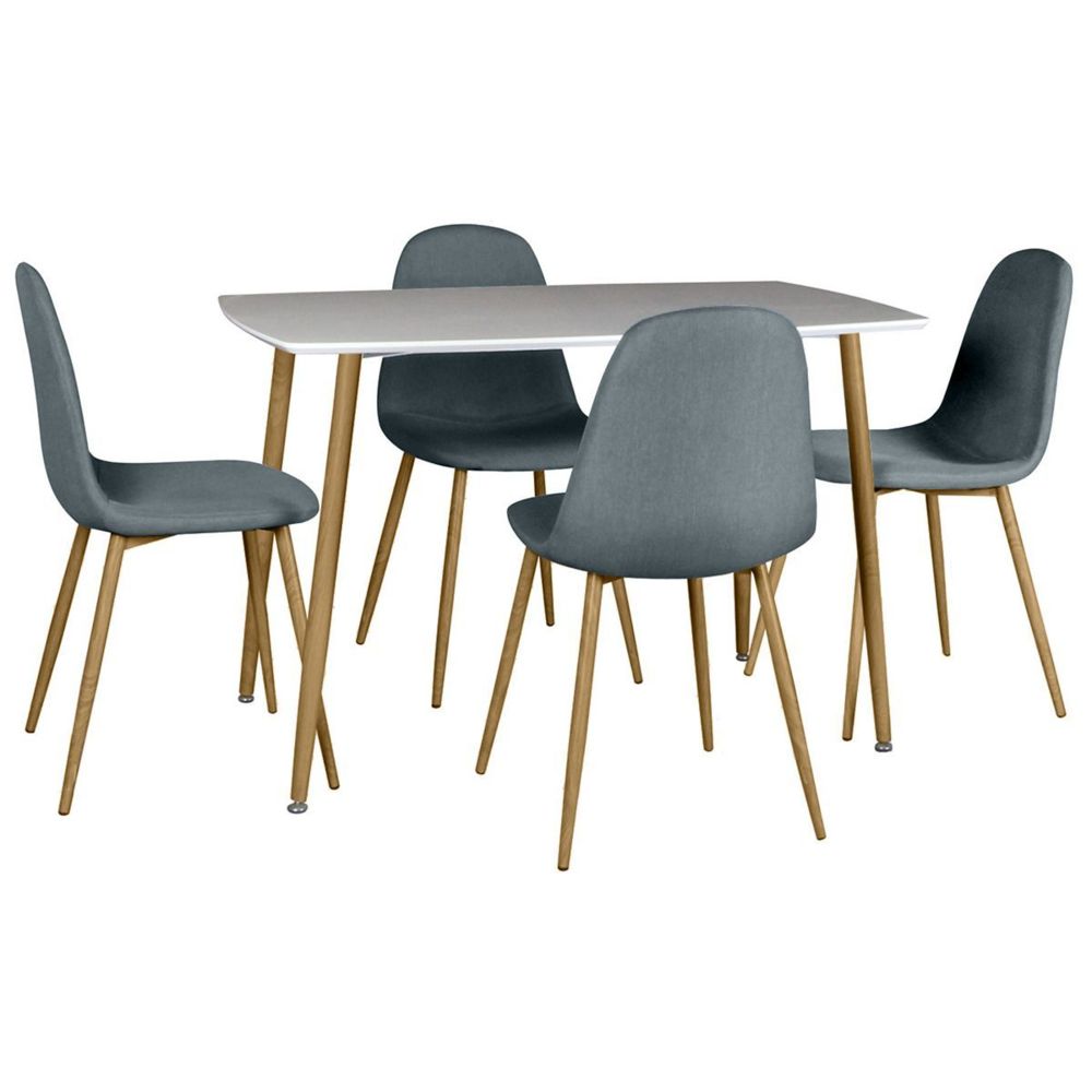 Altobuy - Winter - Ensemble Table + 4 Chaises Gris Foncé - Tables à manger