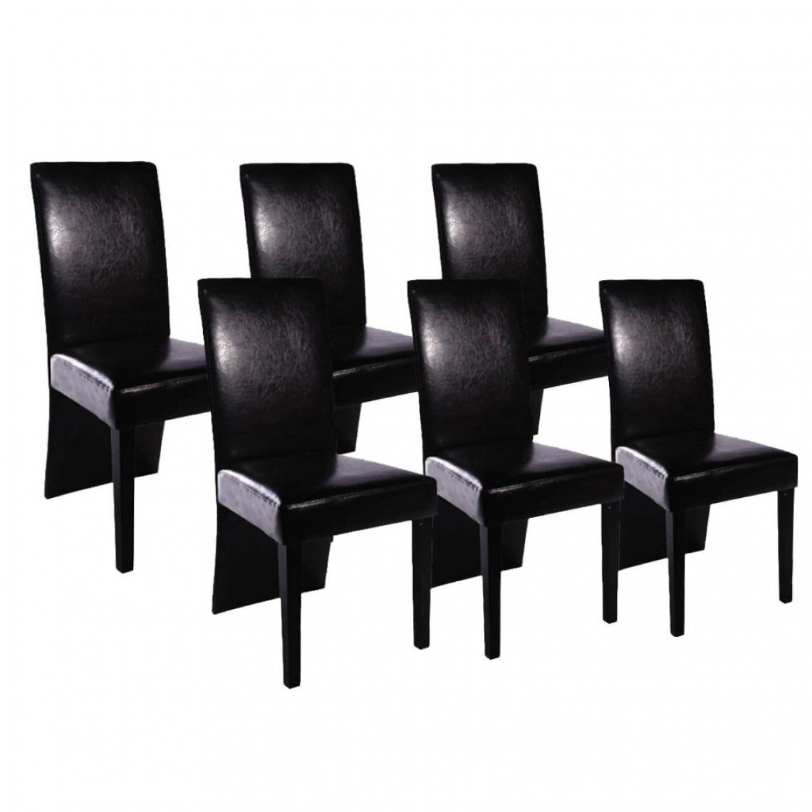Decoshop26 - Lot de 6 chaises de salle à manger cuisine design et moderne en similicuir noir CDS022679 - Chaises
