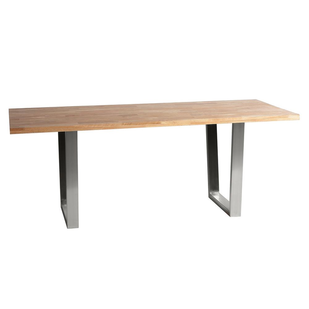 Marckeric - table de salle à manger rectangulaire en chêne masif et acier inox L200cm OLIVE - Tables à manger