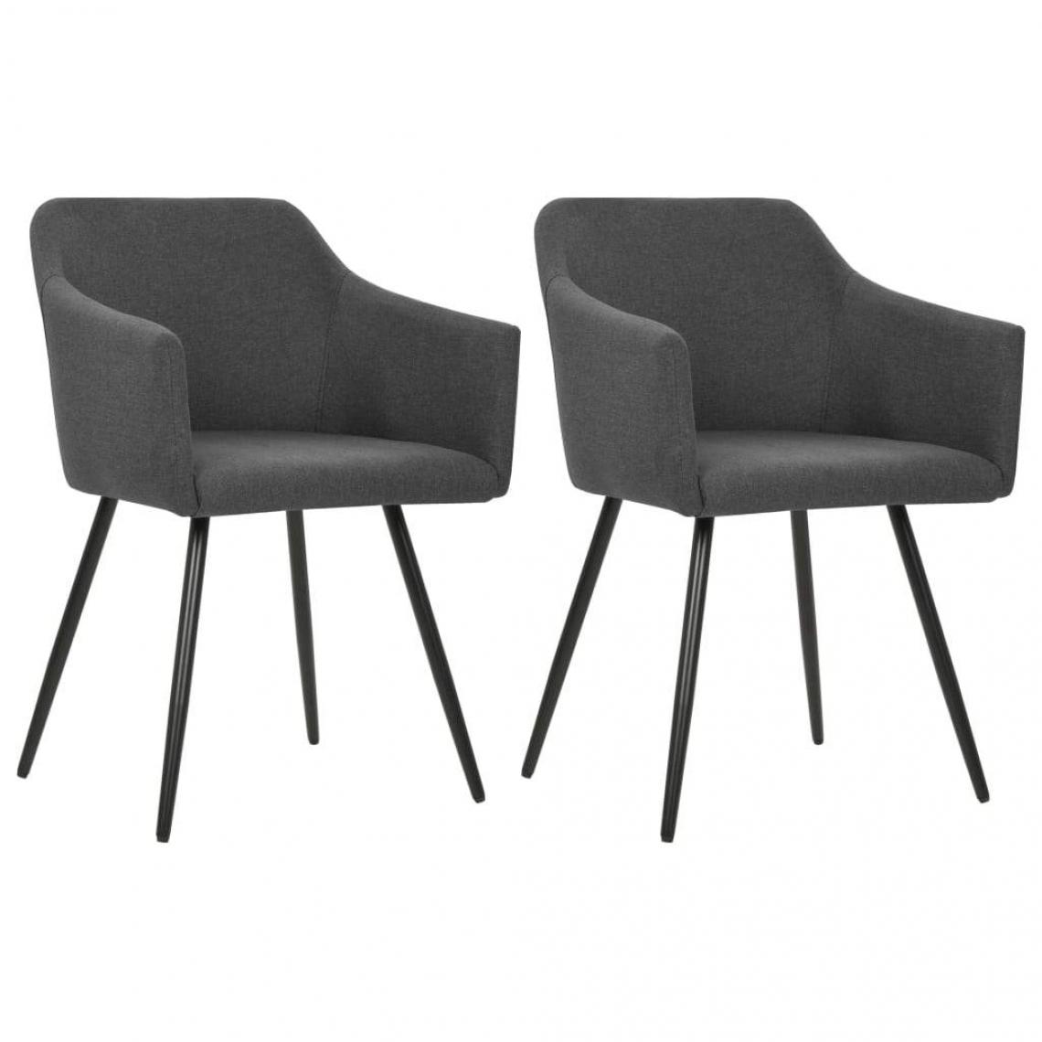 Decoshop26 - Lot de 2 chaises de salle à manger cuisine design moderne tissu gris foncé CDS020536 - Chaises