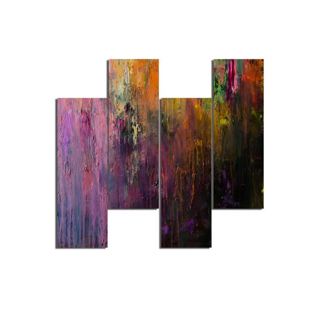 Homemania - HOMEMANIA Tableau Pluie - 4 Pieces - Abstract - from Living Room, Room - Multicouleur en MDF, 76 x 0,3 x 50 cm - Tableaux, peintures