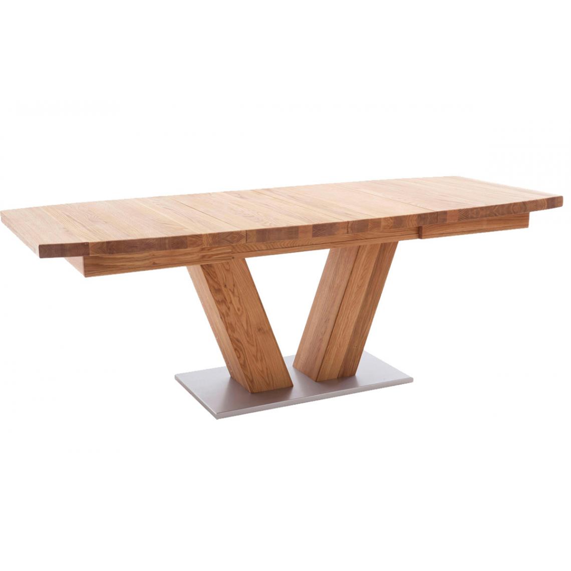Pegane - Table à manger extensible en chêne sauvage massif - Longueur 140-220 x Hauteur 78 x Profondeur 90 cm - Tables à manger