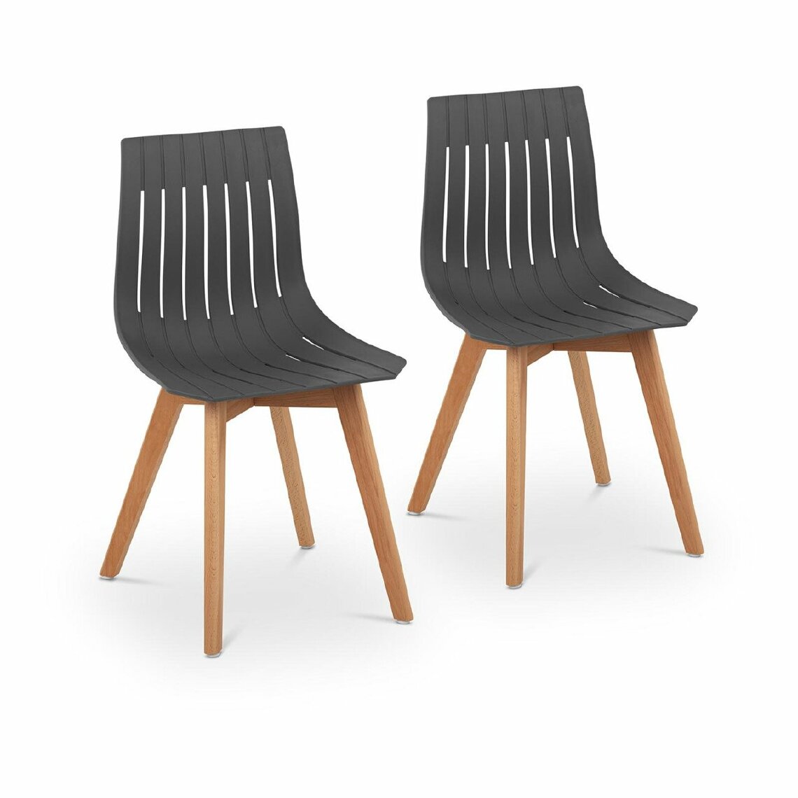 Helloshop26 - Lot de 2 chaises 150 kg max surface d'assise de 50 x 47 cm coloris gris 14_0000877 - Chaises