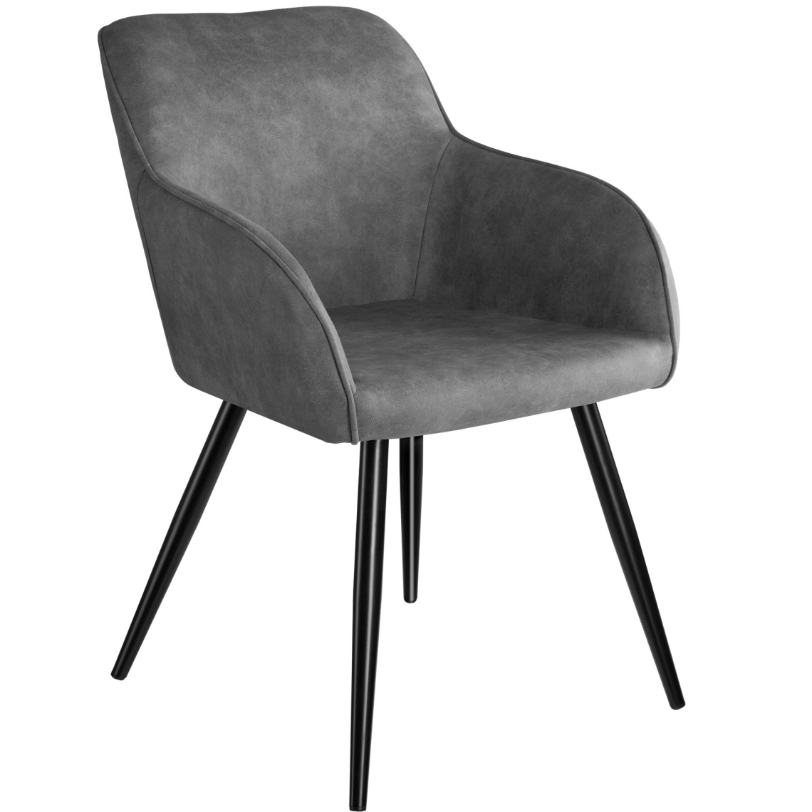Tectake - Chaise Marilyn tissu - gris/noir - Chaises