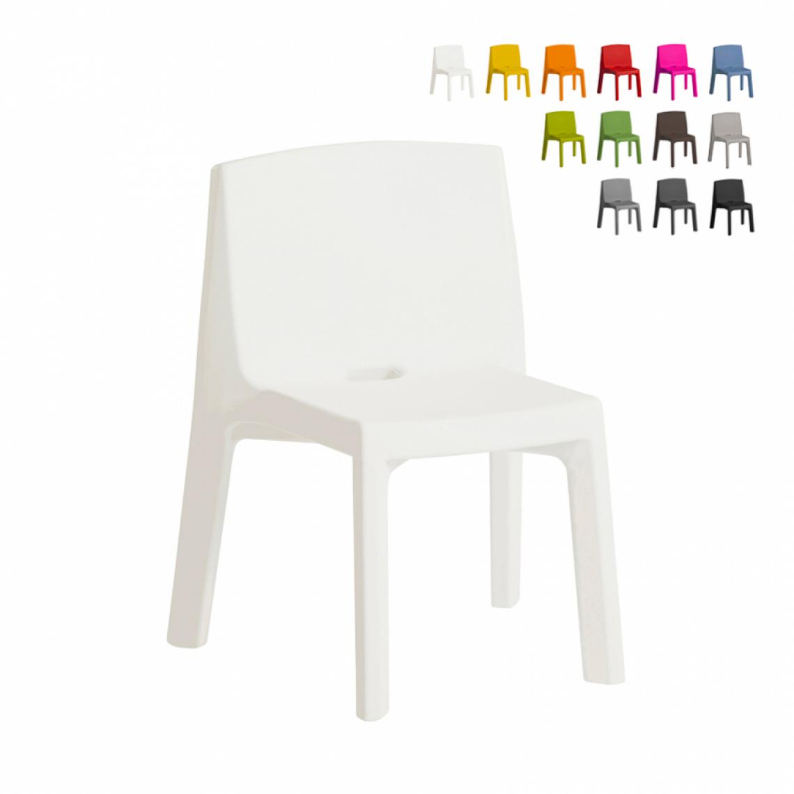 Slide - Chaise au design moderne Slide Q4 pour la maison et le jardin, Couleur: Blanc - Chaises
