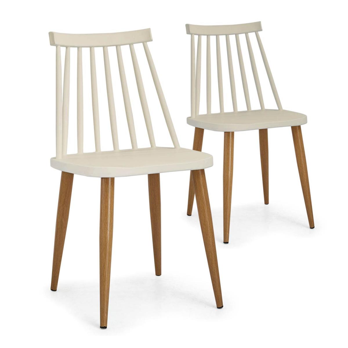 MENZZO - Lot de 2 chaises scandinaves Houlgate Beige - Chaises
