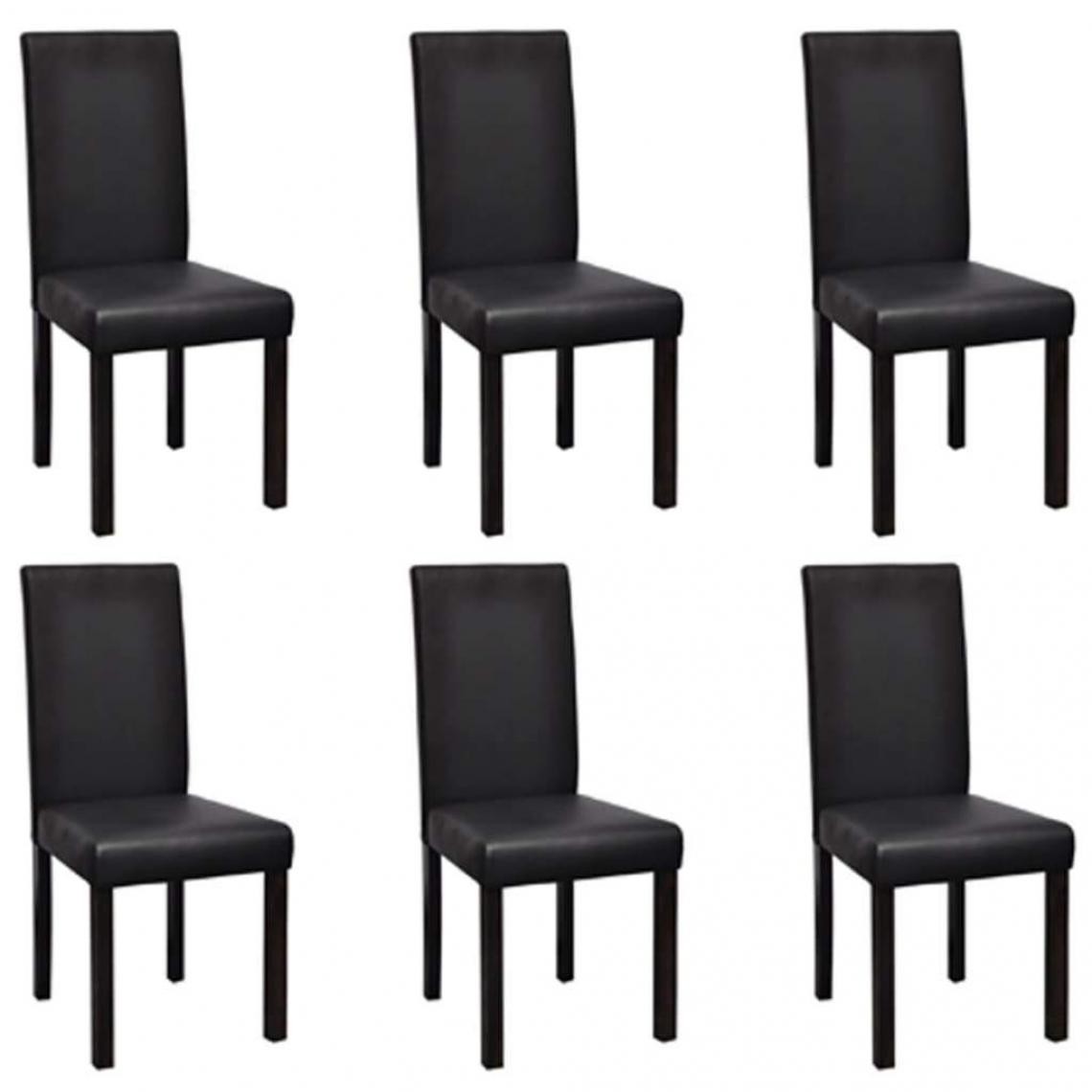 Decoshop26 - Lot de 6 chaises de salle à manger cuisine design moderne similicuir noir CDS022705 - Chaises