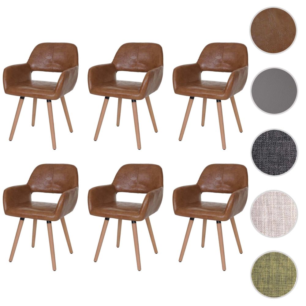 Mendler - 6x chaise de salle à manger Altena II, fauteuil, design rétro des années 50 ~ similicuir, aspect daim - Chaises
