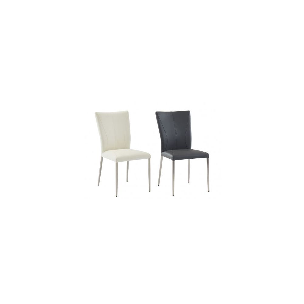 marque generique - Lot de 2 chaises TALICIA - Simili & acier brossé - Blanc - Chaises