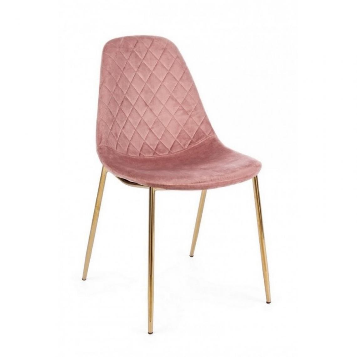 Webmarketpoint - Chaise de salon en velours rose avec pieds dorés - Chaises