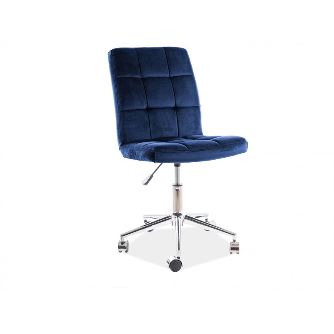 Hucoco - AKINA - Fauteuil de bureau pivotant - Tissu velouté - Hauteur réglable 87-97 cm - Chaise pivotante - Bleu - Chaises