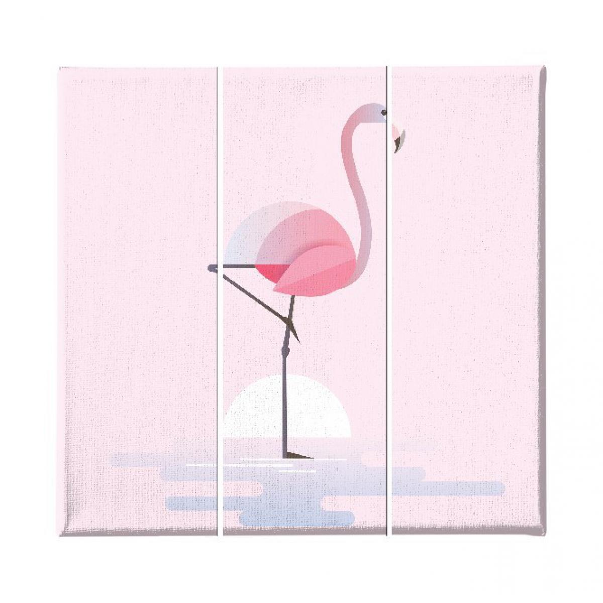 Homemania - HOMEMANIA Tableau Flamingo - 3 pièces - Animaux - du salon, de la chambre - Multicouleur en Polyester, Bois, 69 x 3 x 50 cm - Tableaux, peintures