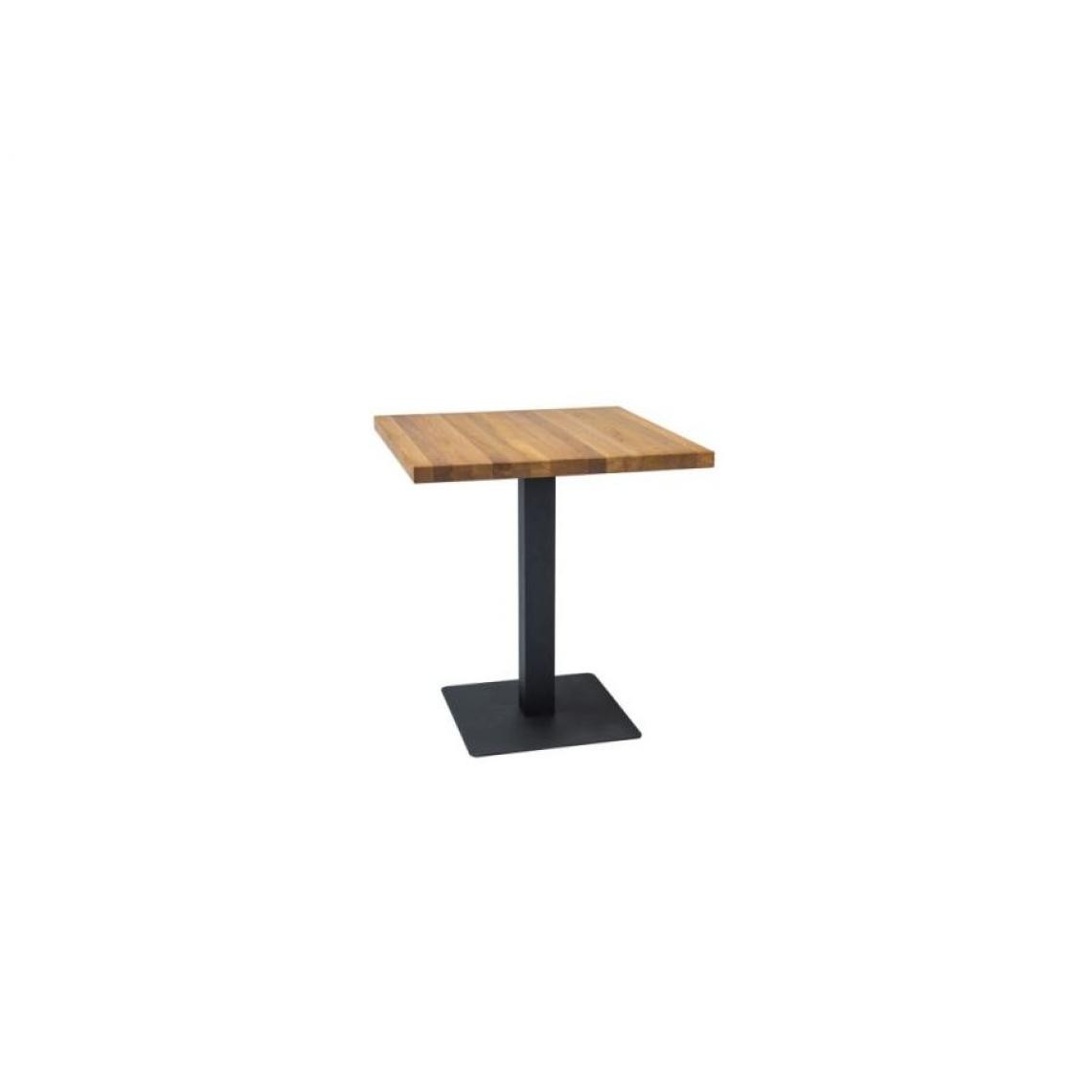 Hucoco - PUCO - Table de style loft avec un piètement en métal - 70x70x76 cm - Plateau carré en bois massif huilé - Table fixe - Chêne - Tables à manger