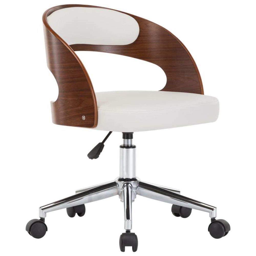 Icaverne - Icaverne - Chaises de bureau reference Chaise pivotante de bureau Blanc Bois courbé et similicuir - Chaises