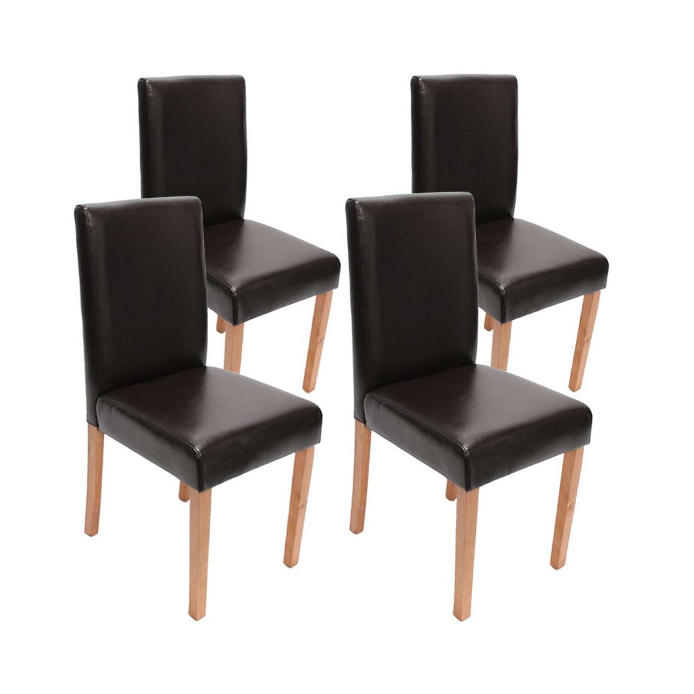 Mendler - Lot de 4 chaises de séjour Littau, cuir reconstitué, marron, pieds clairs - Chaises