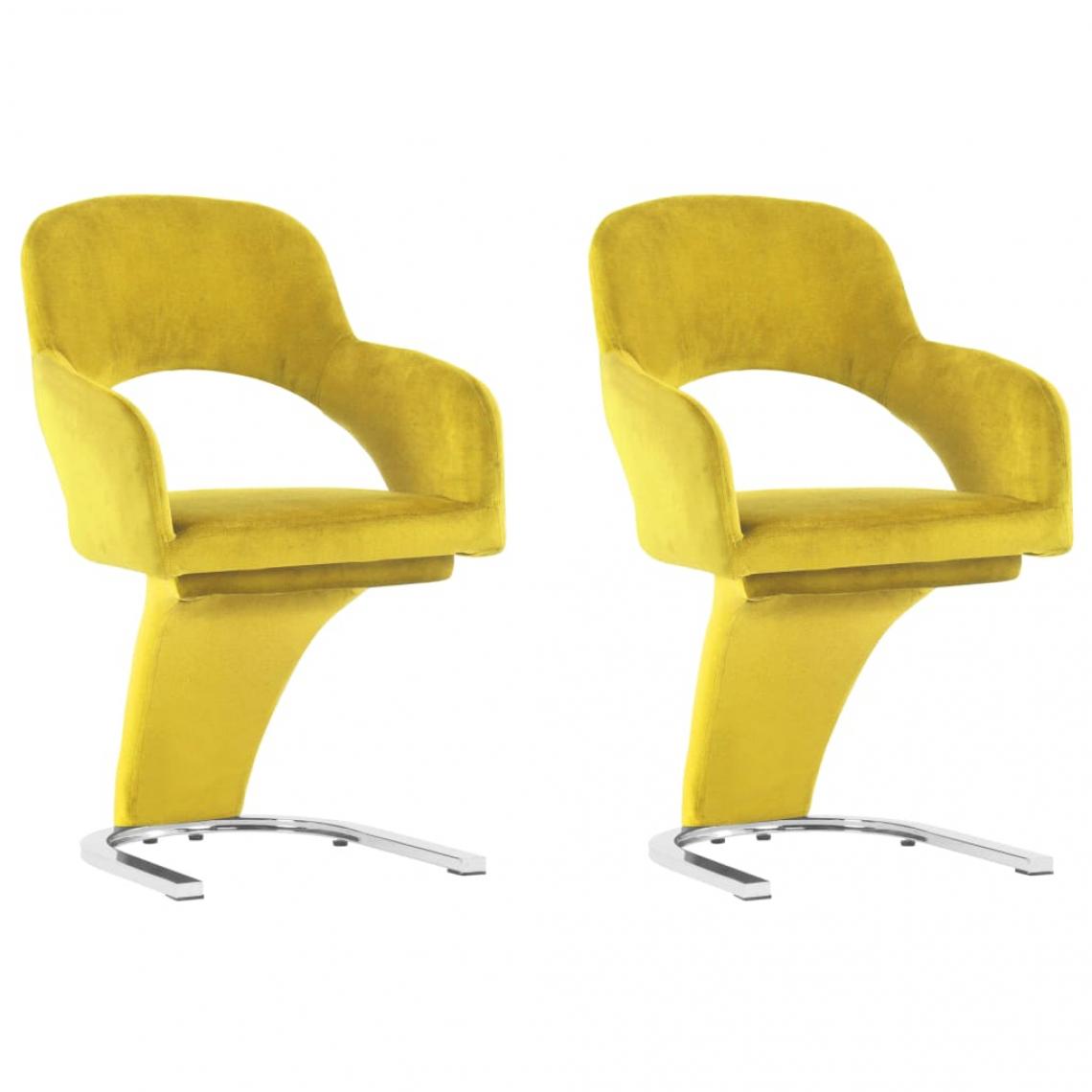 Decoshop26 - Lot de 2 chaises de salle à manger cuisine design moderne velours jaune CDS020660 - Chaises
