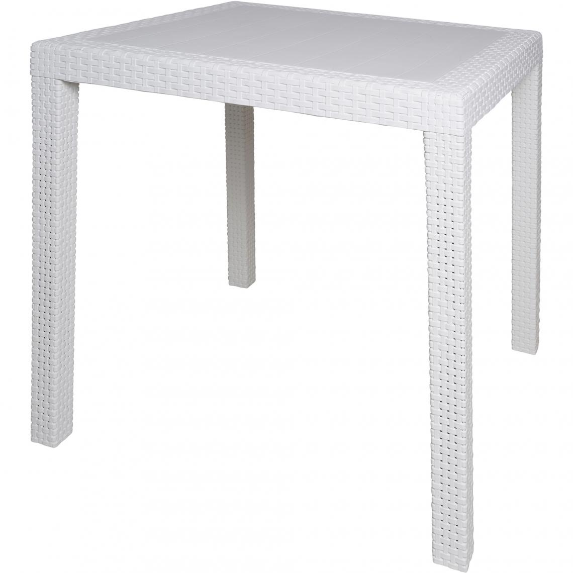 Alter - Table d'extérieur carrée, structure en résine dure effet rotin, Made in Italy, 80 x 80 x 72 cm, couleur Blanc - Tables à manger