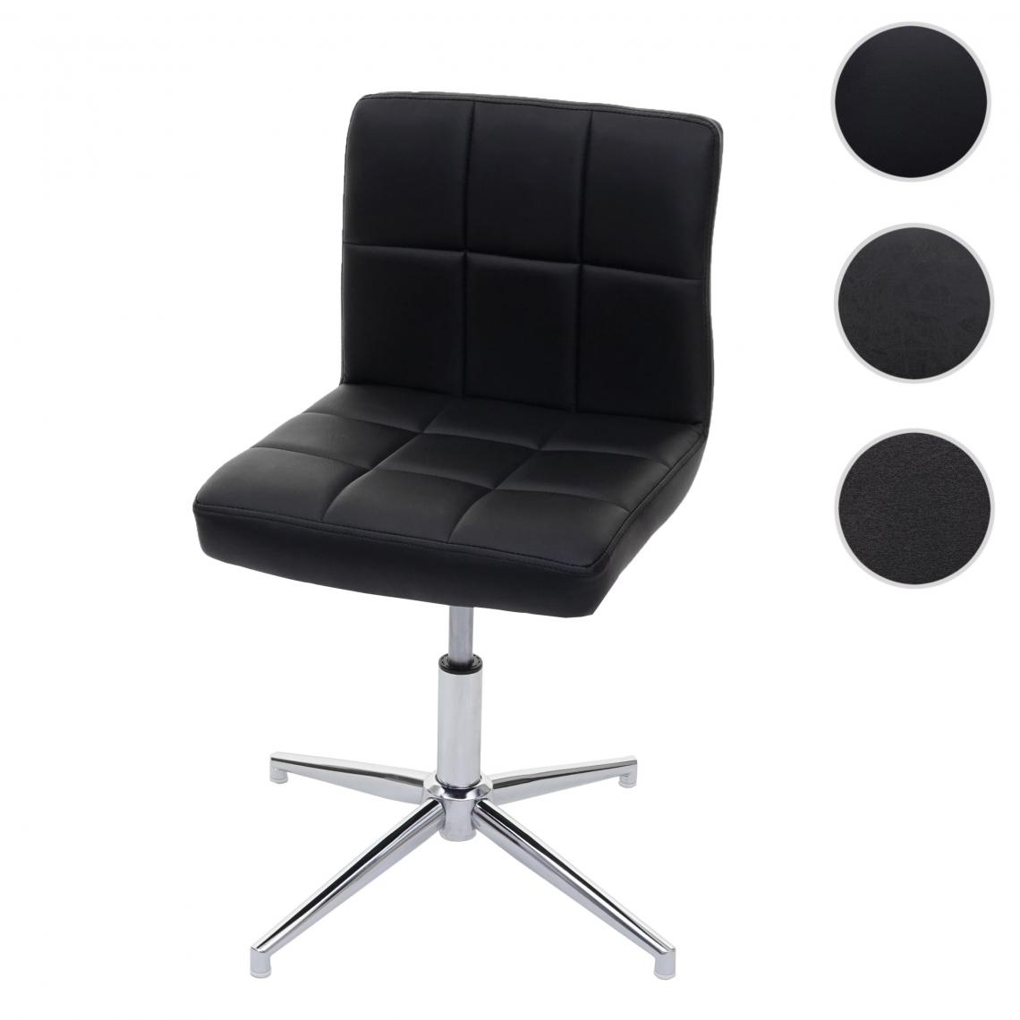 Mendler - Chaise de salle à  manger Kavala II, chaise de cuisine ~ similicuir noir, pieds chromé - Chaises