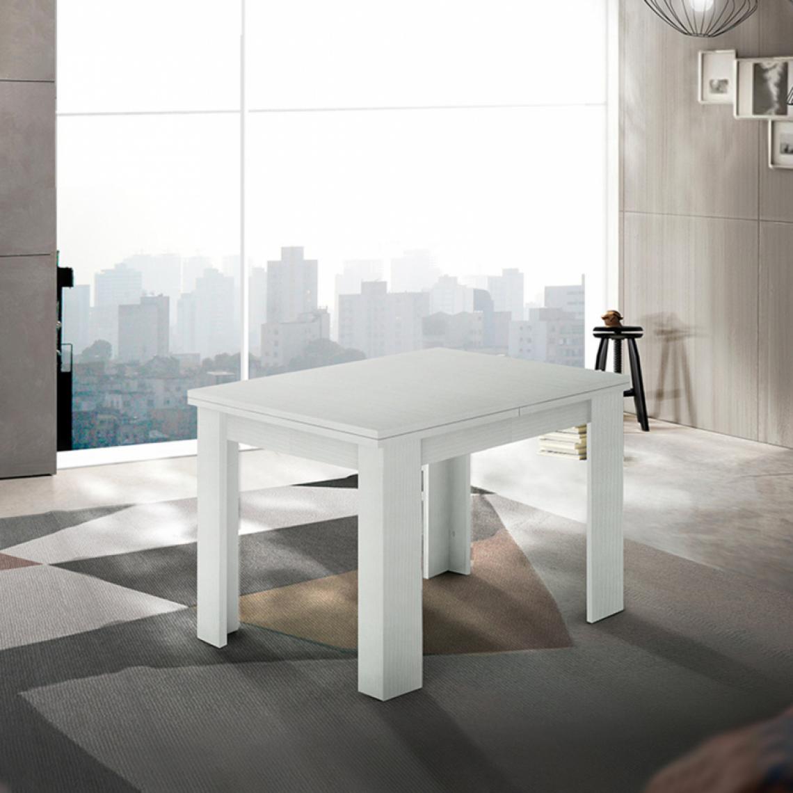 Ahd Amazing Home Design - Table à manger extensible 90-180x90cm console livre blanc bois design Jesi Liber Wood - Tables à manger