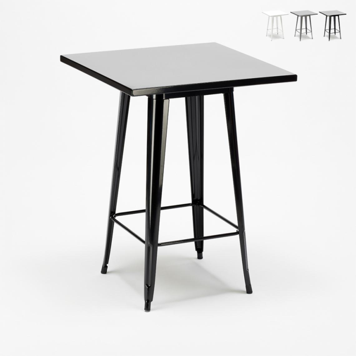 Ahd Amazing Home Design - Table haute pour tabourets Tolix acier et métal industriel 60x60 Nut, Couleur: Noir - Tables à manger