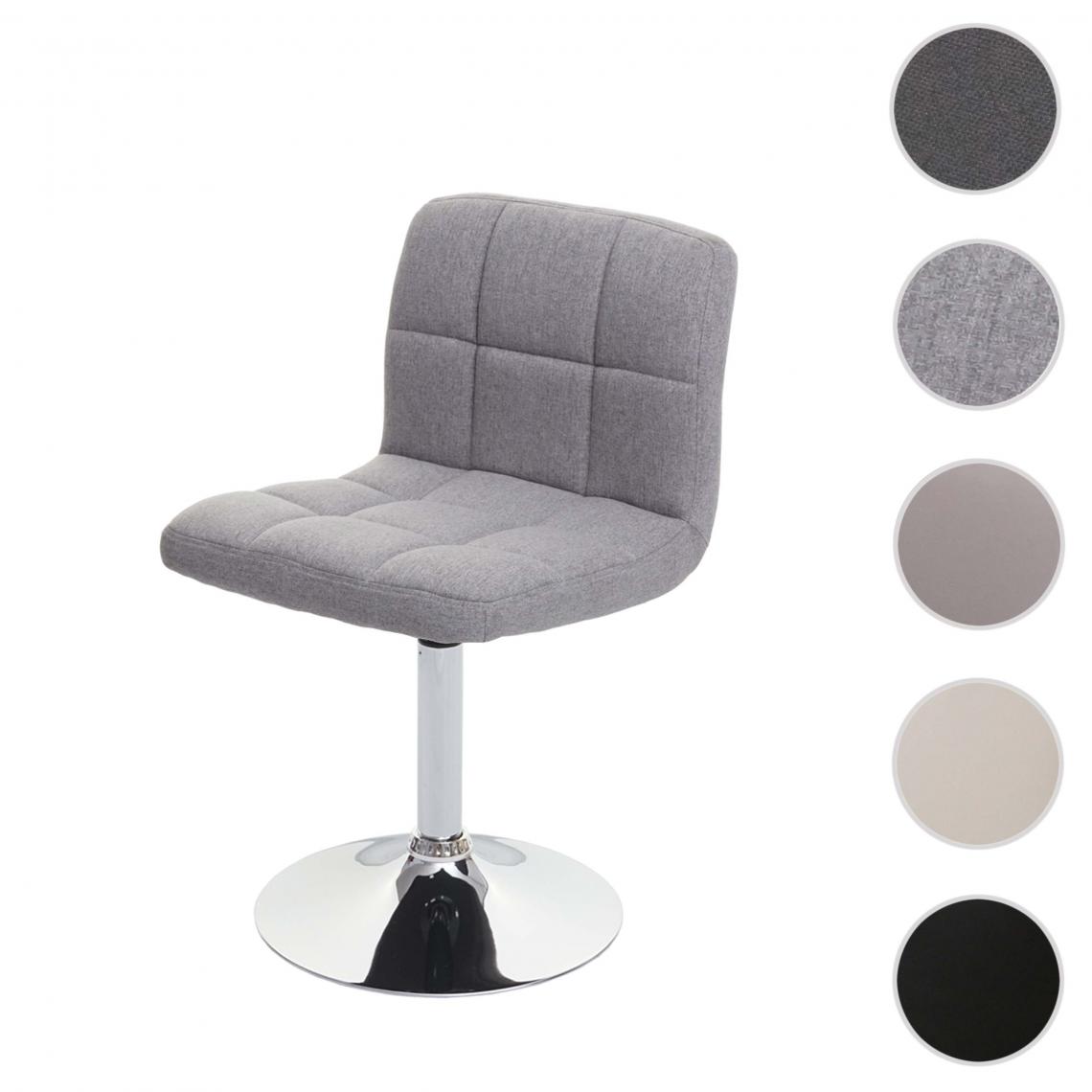 Mendler - Kavala chaise de salle à manger, chaise de cuisine, pivotante ~ tissu/textile gris clair, base chromée - Chaises