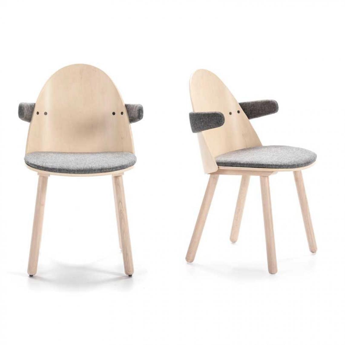 Tousmesmeubles - Duo de chaises avec accoudoirs Bois/Bois - TEULAT UMA - Chaises
