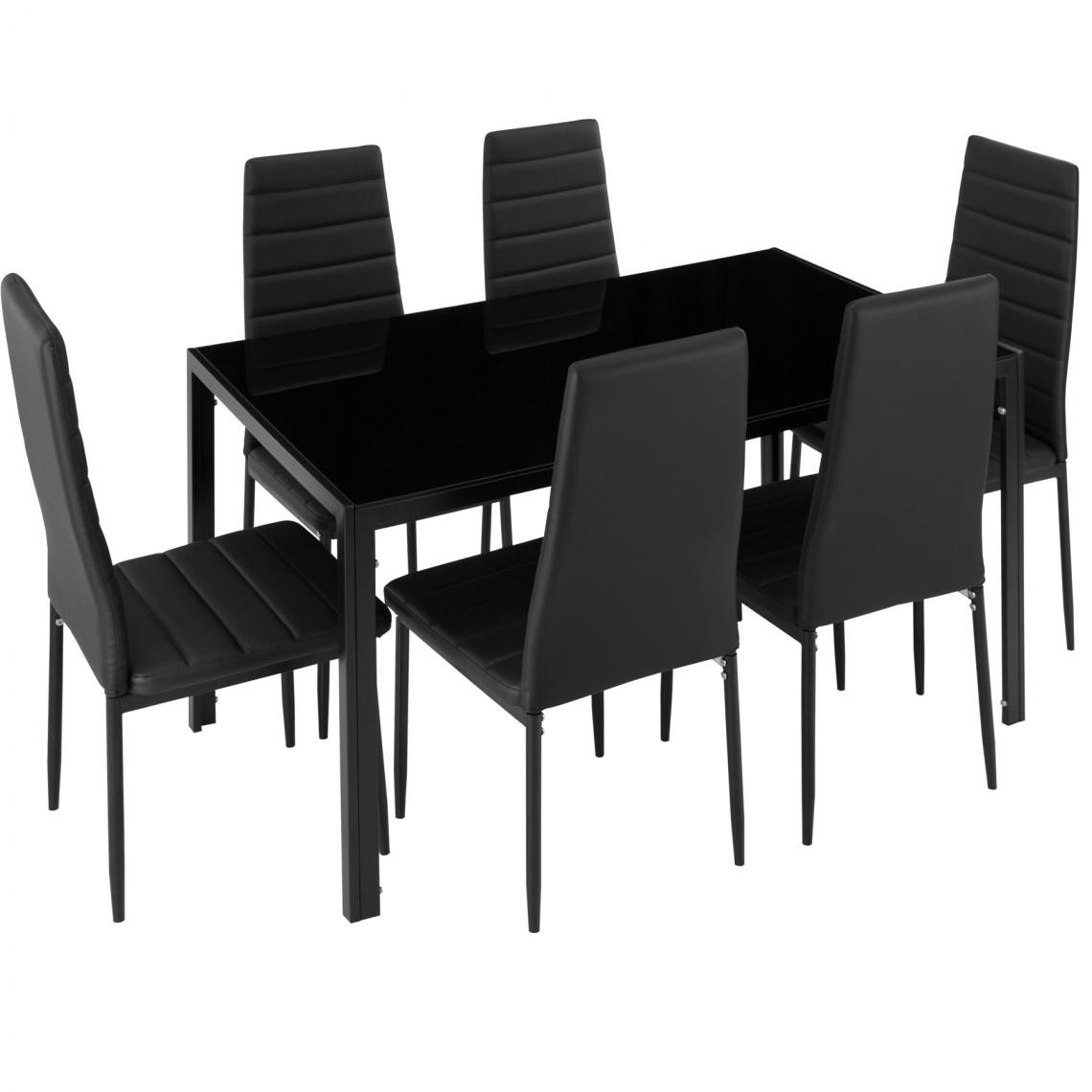 Tectake - Ensemble table + 6 chaises - noir/noir - Tables à manger