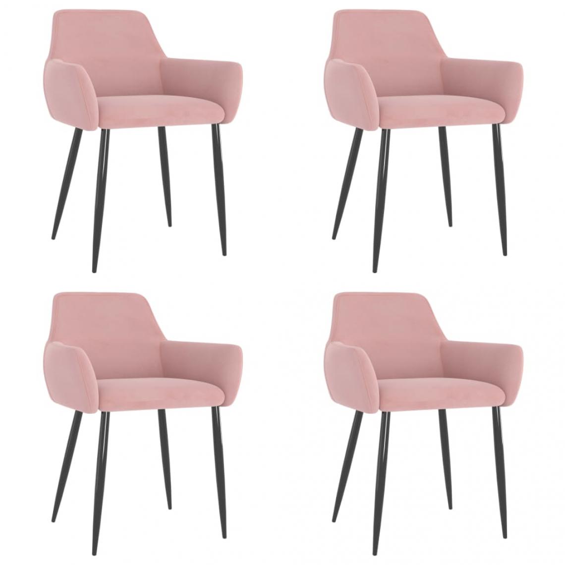 Decoshop26 - Lot de 4 chaises de salle à manger cuisine design moderne velours rose CDS021925 - Chaises