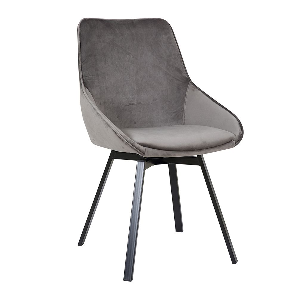 Nouvomeuble - Chaise grise en velours MATOURY (lot de 2) - Chaises