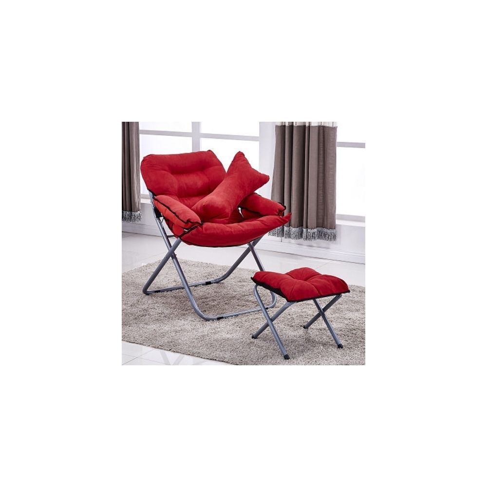 Wewoo - Salon créatif pliant paresseux canapé chaise simple longue tatami avec repose-pieds / oreiller rouge - Chaises
