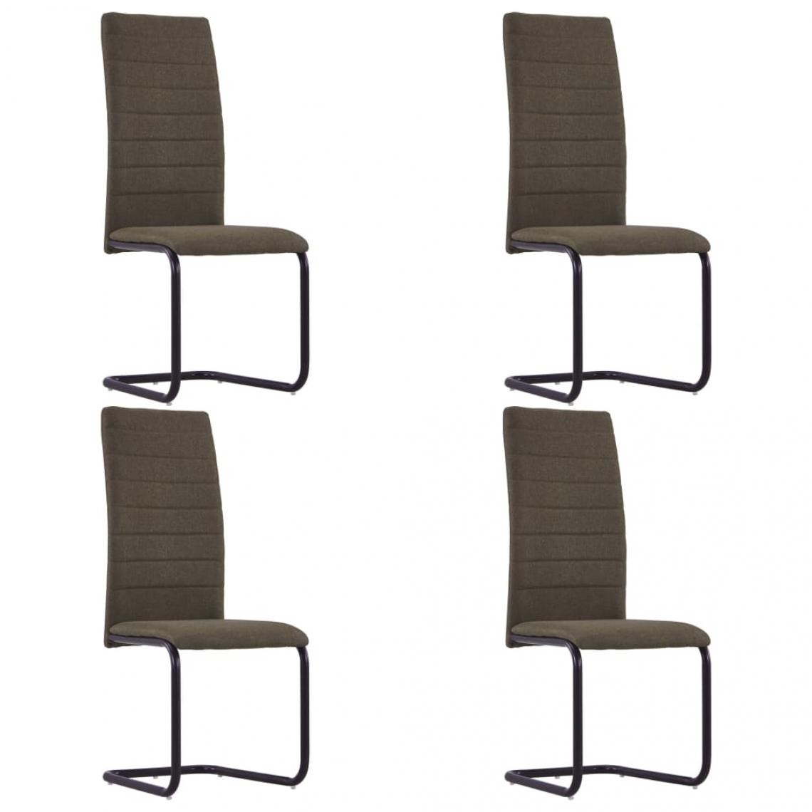 Decoshop26 - Lot de 4 chaises de salle à manger cuisine cantilever design moderne tissu marron CDS021410 - Chaises