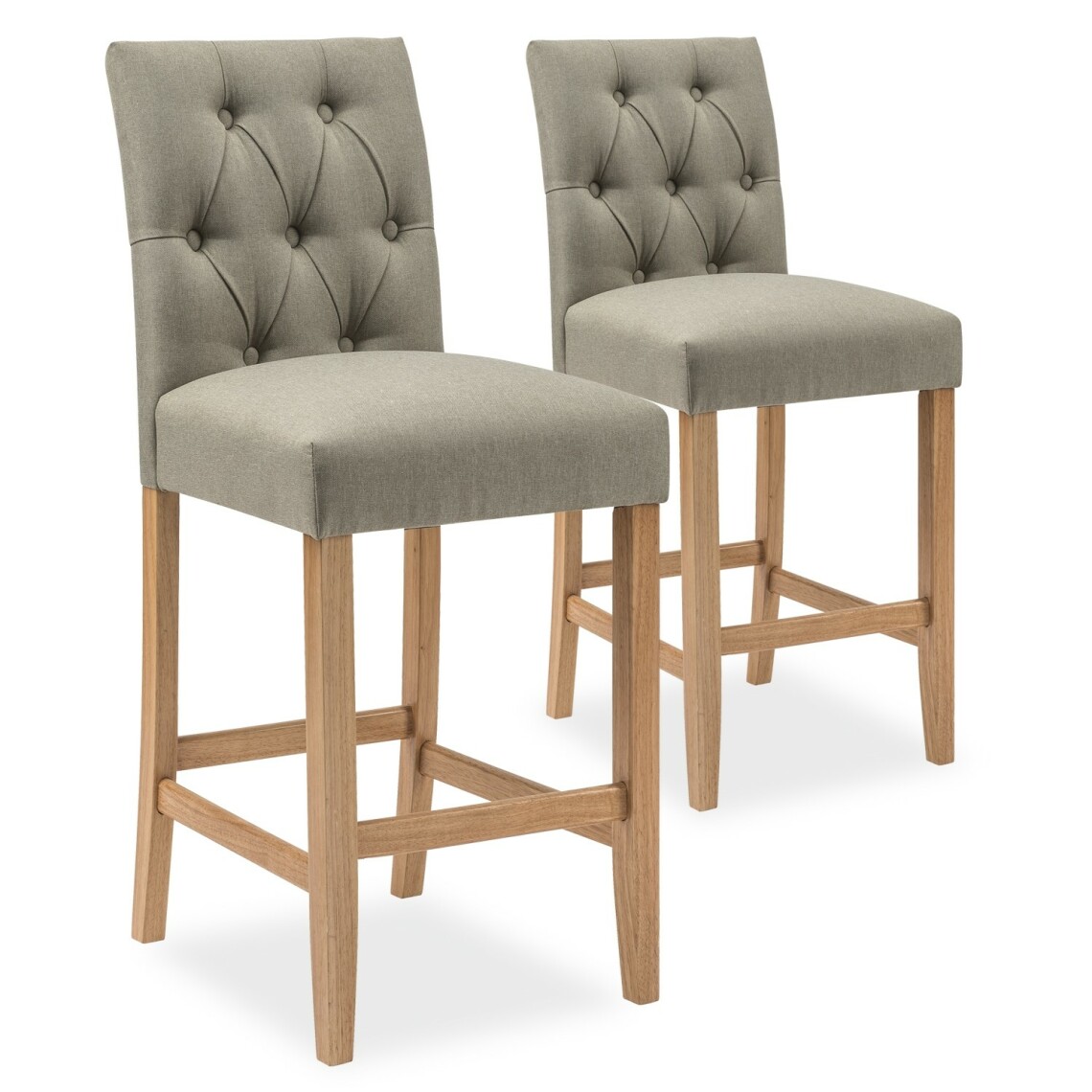 marque generique - Lot de 2 chaises de bar en bois Gaya tissu Beige - H65cm - Chaises