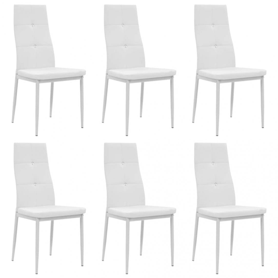 Decoshop26 - Lot de 6 chaises de salle à manger cuisine design élégant similicuir blanc CDS022165 - Chaises