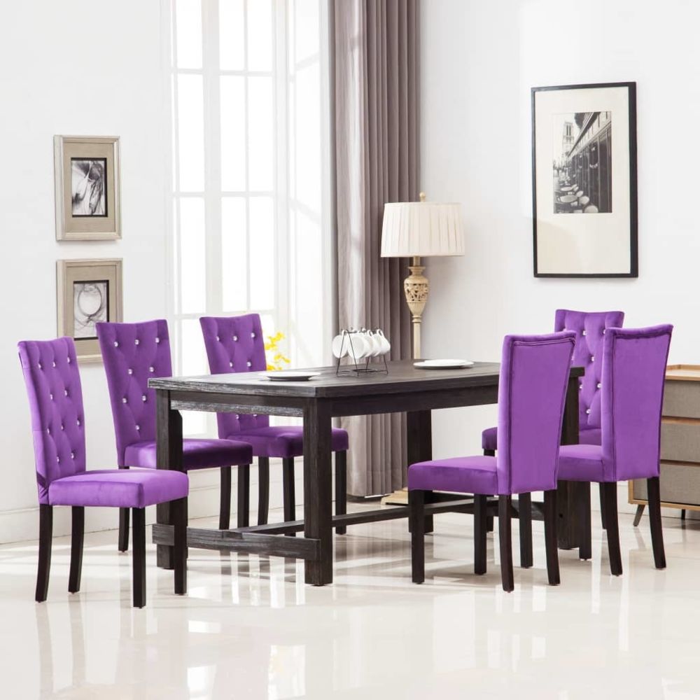 marque generique - Stylé Fauteuils ensemble Victoria Chaise de salle à manger 6 pcs Velours Violet - Chaises
