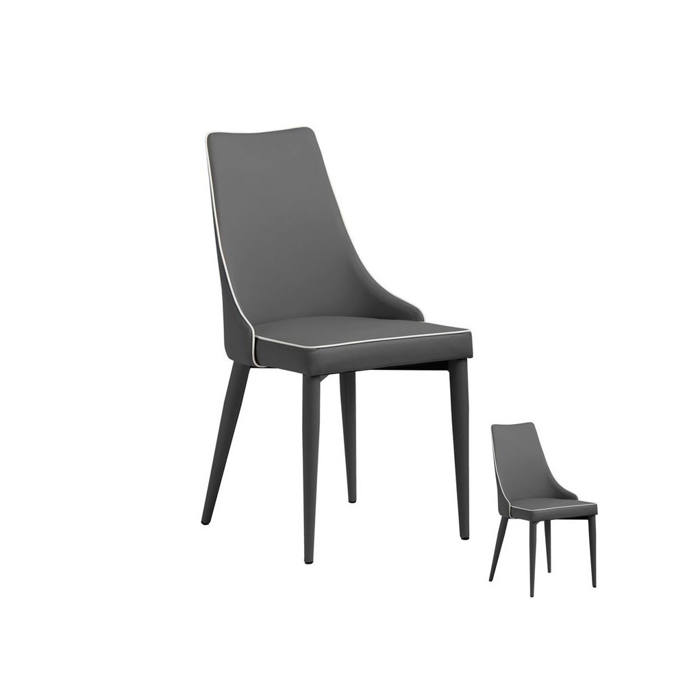 Tousmesmeubles - Duo de chaises Eco-cuir Gris - GALVO - Chaises