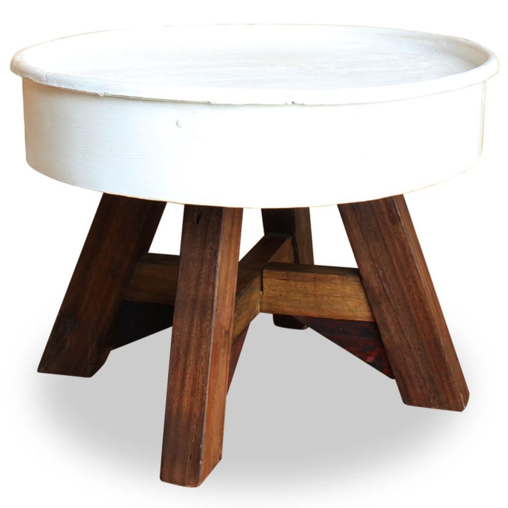 Vidaxl - vidaXL Table basse Bois de récupération massif 60 x 45 cm Blanc - Tables à manger