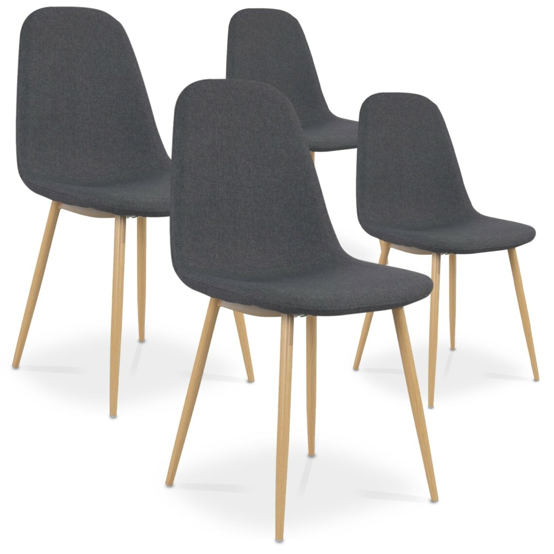 marque generique - Lot de 4 chaises scandinaves Bali tissu Gris - Chaises