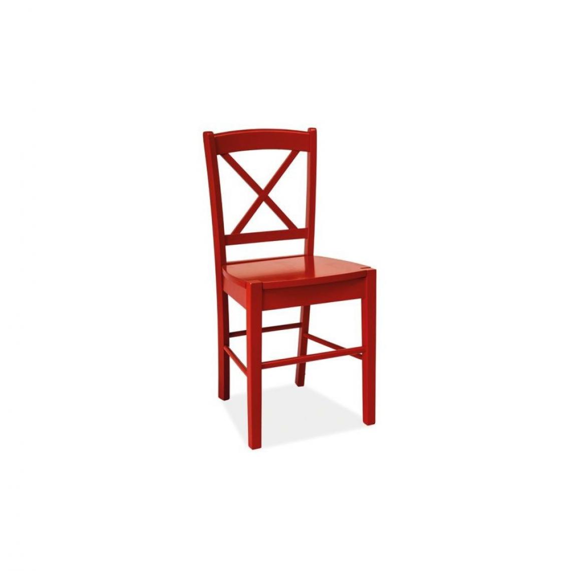 Ac-Deco - Chaise avec dossier en croix - 40 x 36 x 85 cm - Rouge - Chaises