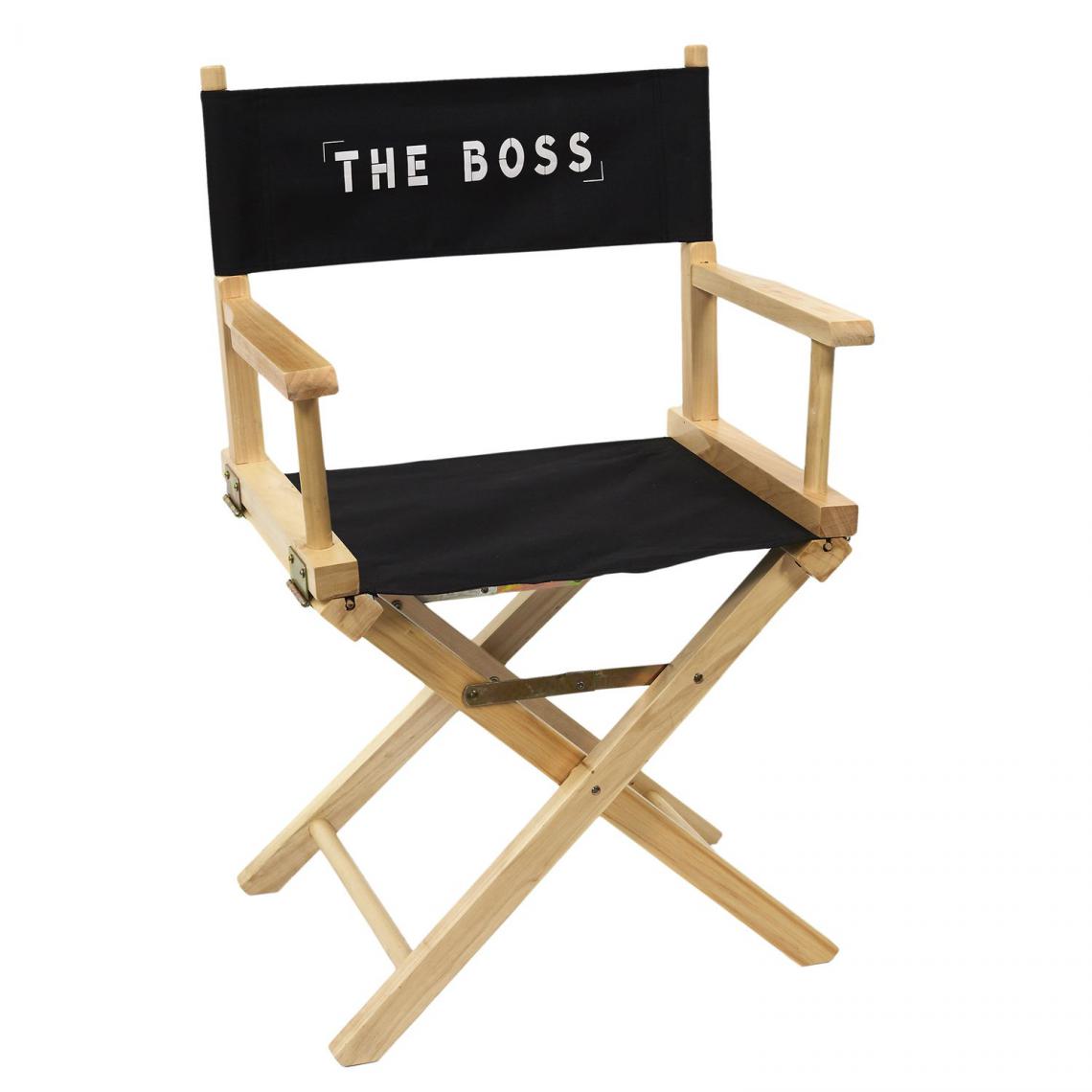 Toilinux - Chaise de cinéma pliante - The Boss - Bois et Noir - Chaises
