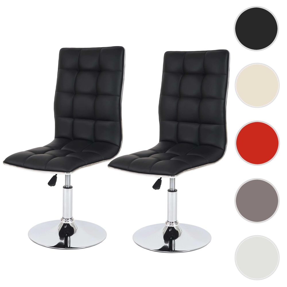 Mendler - Lot de 2 chaises de séjour ou de salle à manger HWC-C41, style rétro, similicuir ~ noir - Chaises