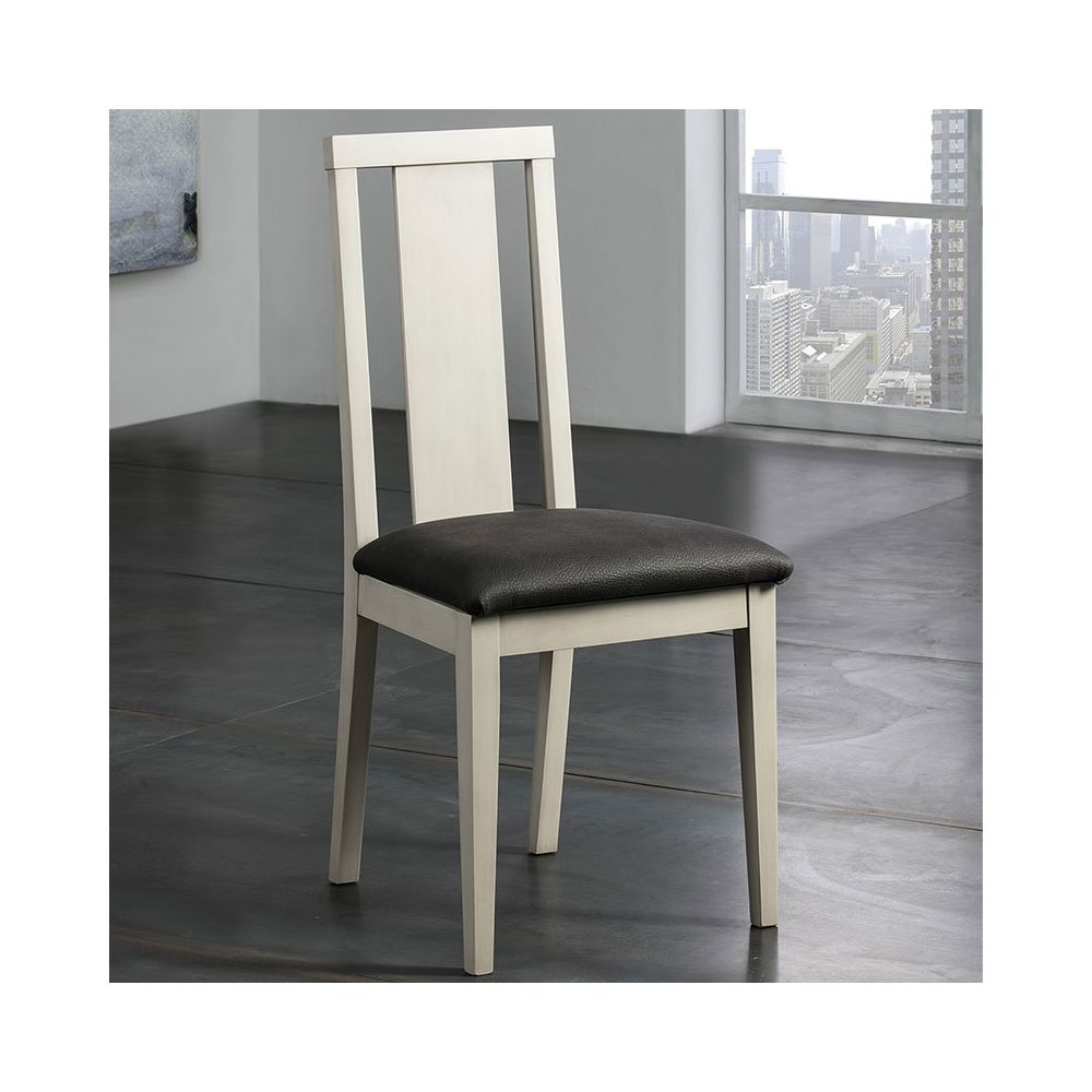 Nouvomeuble - Chaise bois blanc avec coussin noir TROPEZ (lot de 2) - Chaises