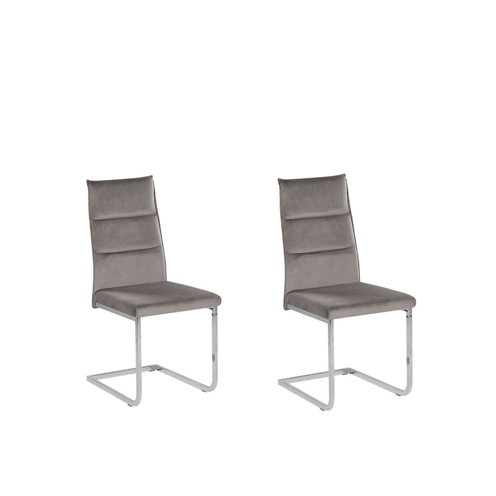 Beliani - Beliani Lot de 2 chaises de cuisine en velours gris ROCKFORD - gris - Chaises